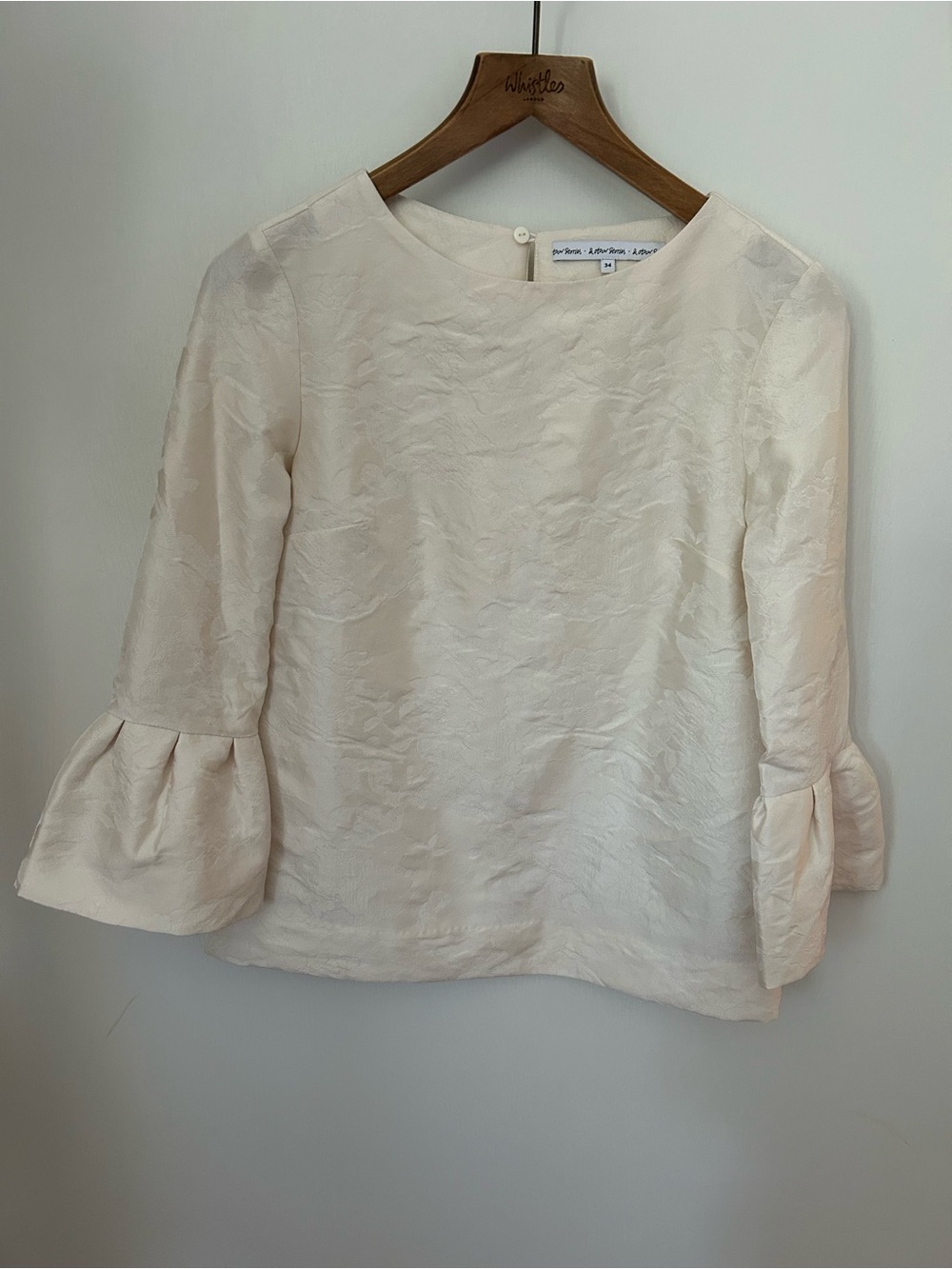 & Other Stories Ivory Textured Bell-Sleeve Blouse